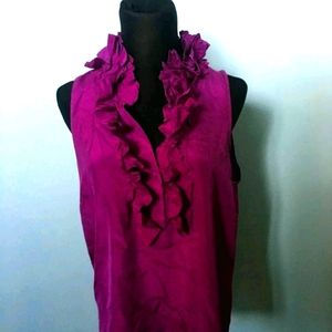 J crew purple ruffle top